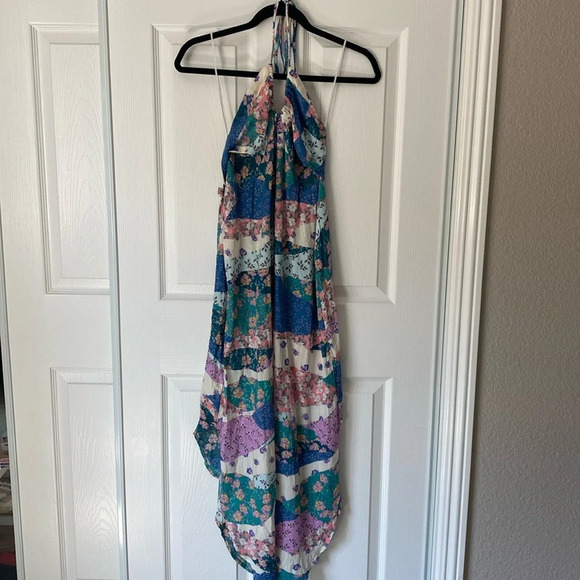 Olivaceous Halter Open Back Patchwork Floral Jumpsuit - Picture 2 of 8